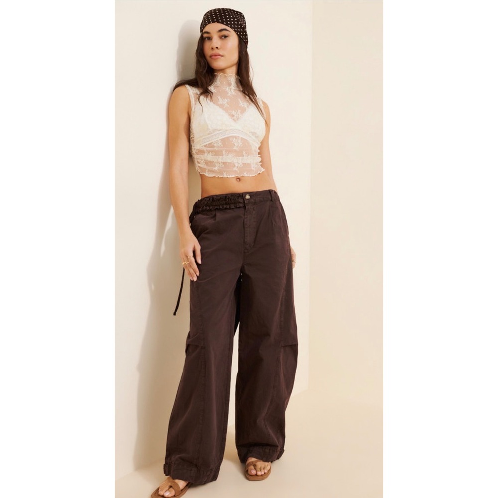 Damson Madder Barell Pants Women Size UK14 Brown Excellent Wide Leg Ruffle Waist